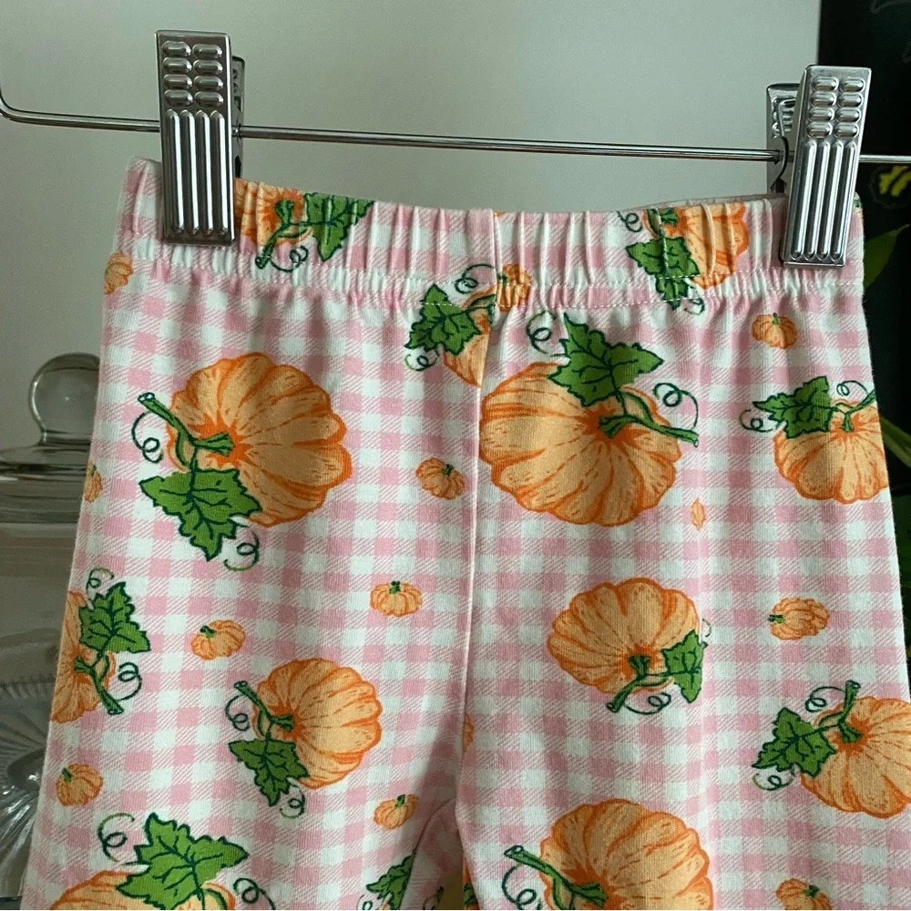 Classic Whimsy Pink Plaid Pumpkin Print Fall Halloween Pajama Set 18 months